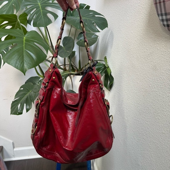 RARE Coach 12736 Zoe Editorial Red Patent XL Hobo Bag - Picture 1 of 16